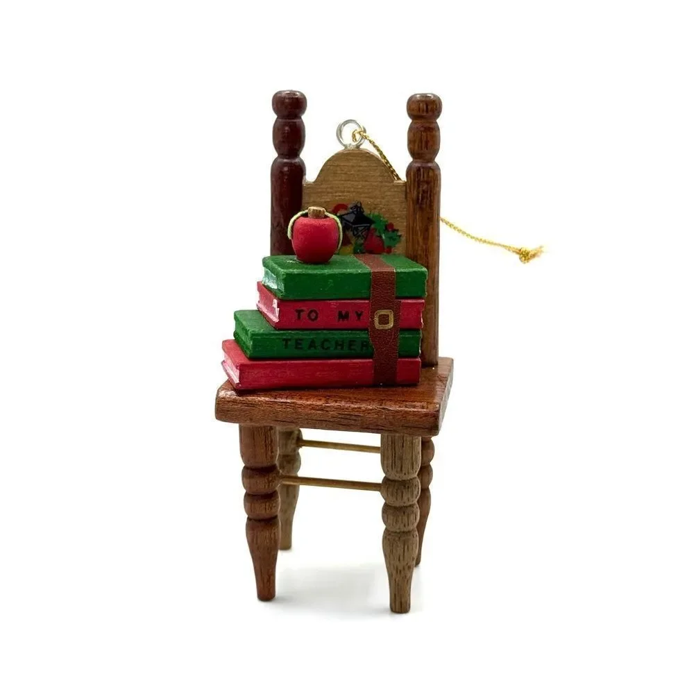 Vintage House Of Lloyd Teacher Christmas Ornament Chair Books 1987